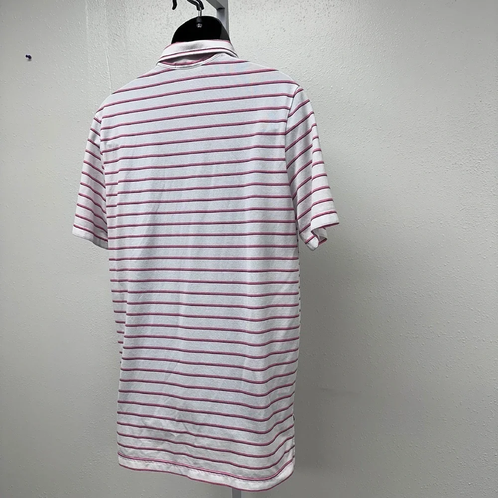 Ralph Lauren Golf Polo Shirt‎ Striped Wicking White/Pink Casual Short Sleeve M